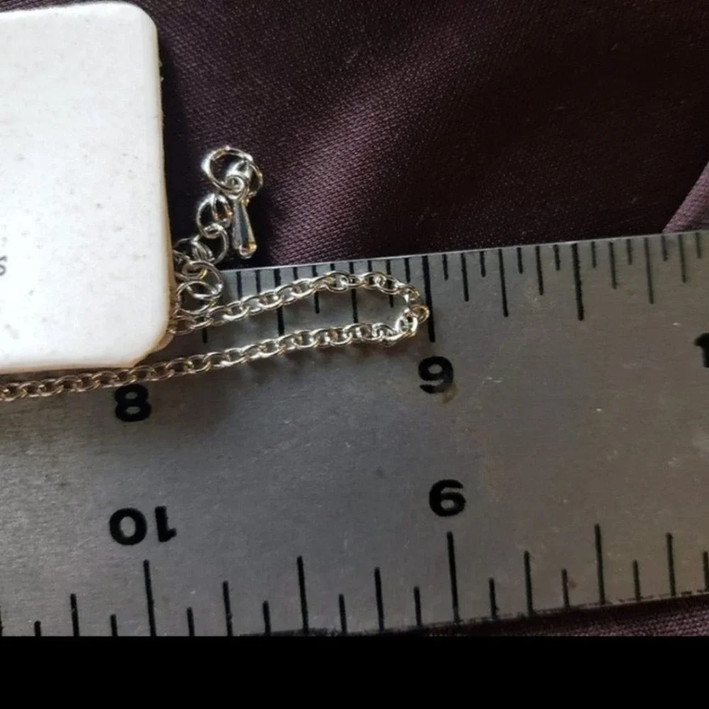 Rose Quartz Stone Teardrop‎ Pendant Necklace - 18 inch SS Chain 1 1/8 inches NWT